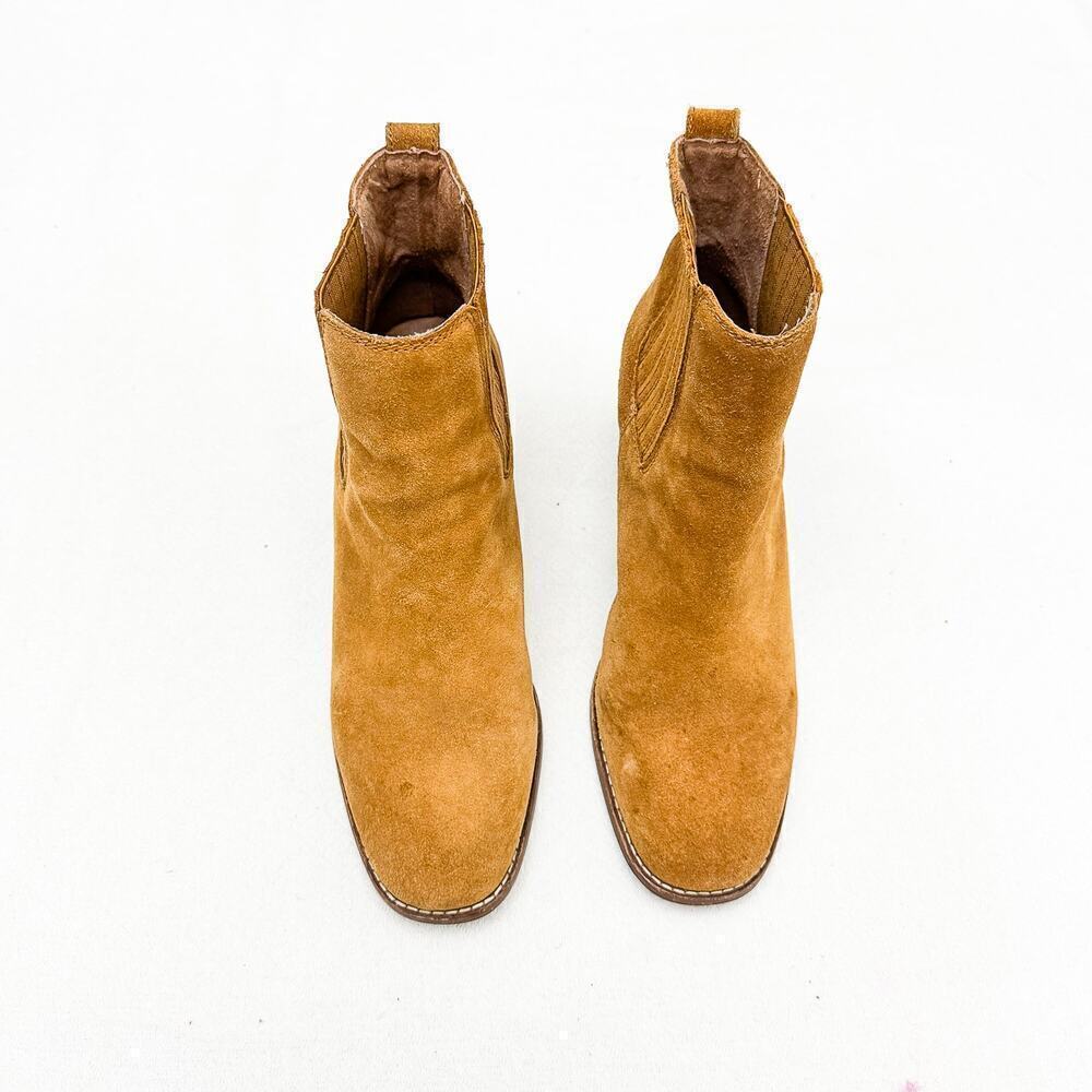 Madewell Suede Leather Tan Brown Square Toe Booties Boot Size 9.5